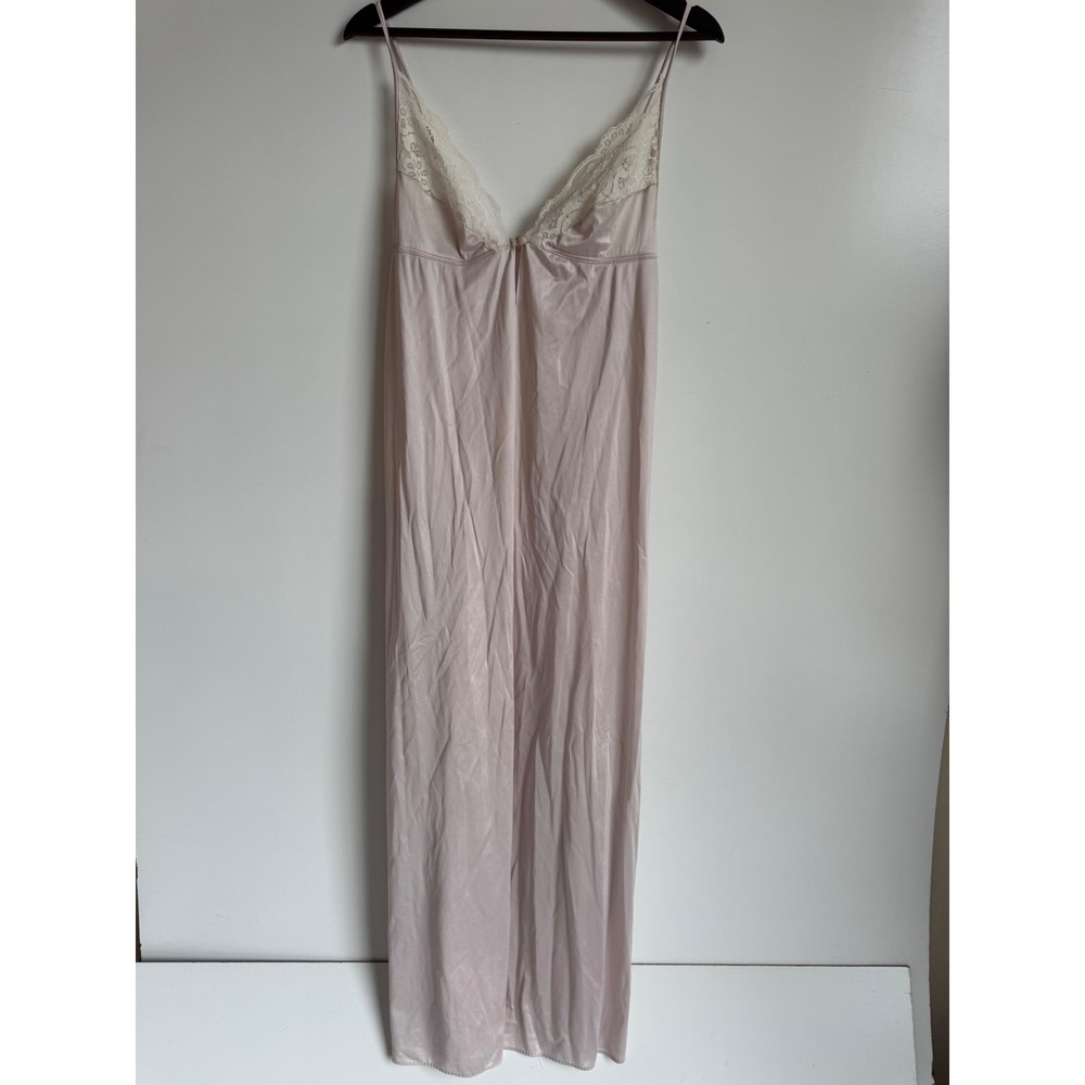 Vintage Slip Dress Pink Lace Maxi Long Babydoll Lingerie‎ Small Sexy Coquette